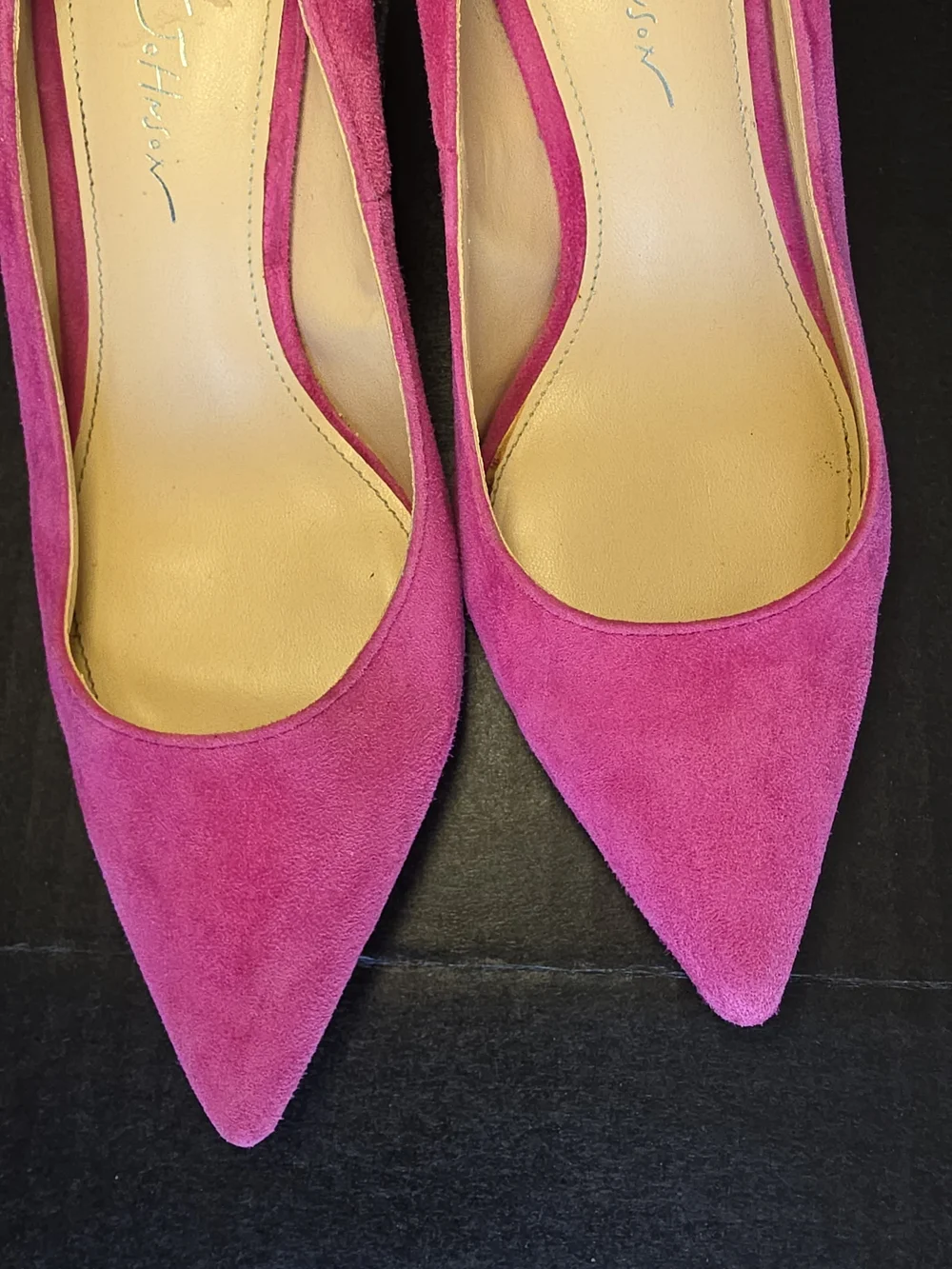 Betsey Johnson Pink Suede Pointed Toe Pumps with Embellished Block Heel Glamour - Picture 4 of 6